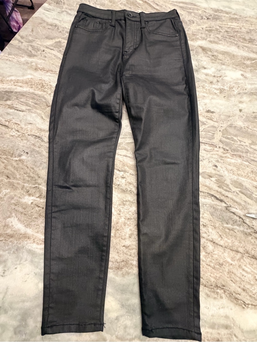 Kendall + Kylie Kontour High Rise Black Coated Skinny Jeans 7/28